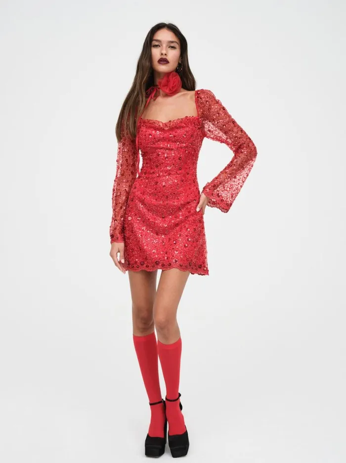 Women Dresses For Love and Lemons Gwendolyn Mini Dress Red Women Dresses For Love and Lemons Gwendolyn Mini Dress Red
