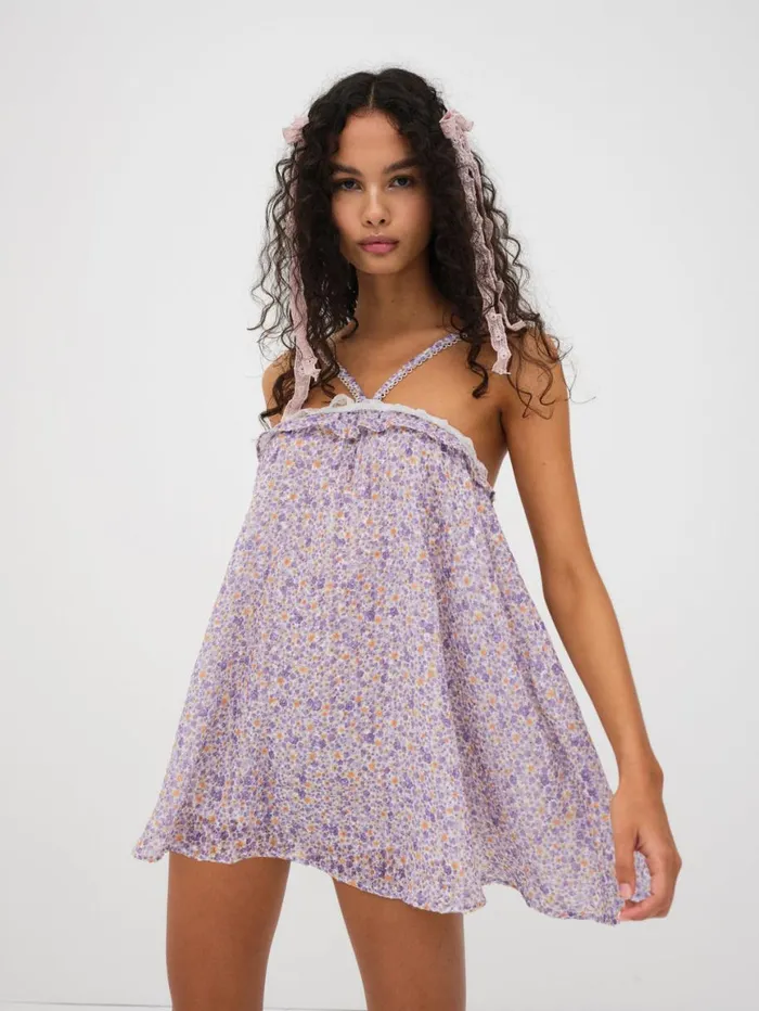 Women Dresses For Love and Lemons Mitra Mini Dress Lavender