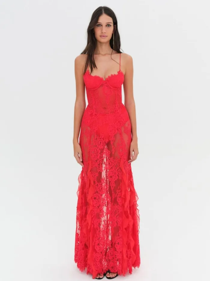 Women Dresses For Love and Lemons Shirley Lace Maxi Dress Red Women Dresses For Love and Lemons Shirley Lace Maxi Dress Red