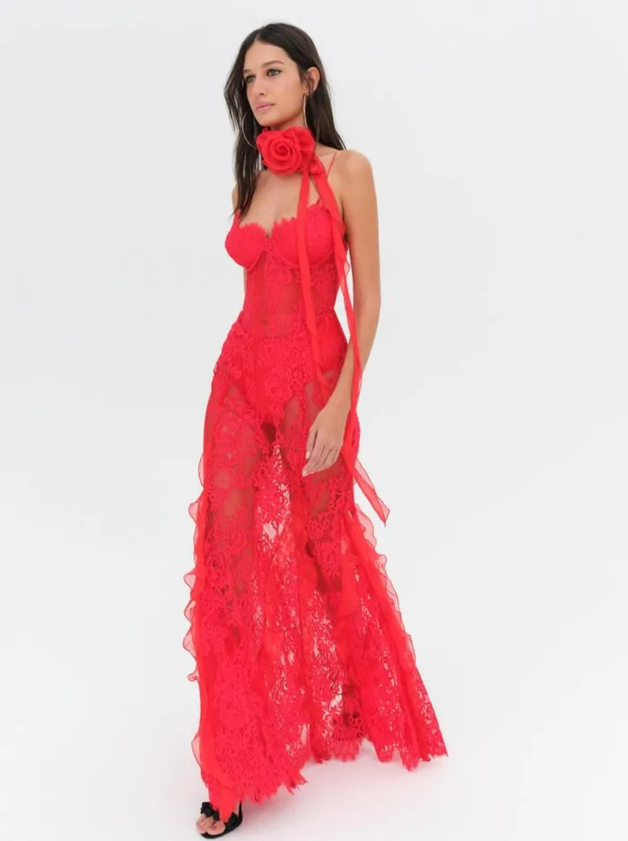 Women Dresses For Love and Lemons Shirley Lace Maxi Dress Red Women Dresses For Love and Lemons Shirley Lace Maxi Dress Red
