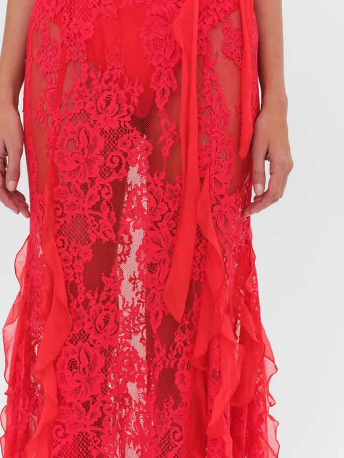 Women Dresses For Love and Lemons Shirley Lace Maxi Dress Red Women Dresses For Love and Lemons Shirley Lace Maxi Dress Red