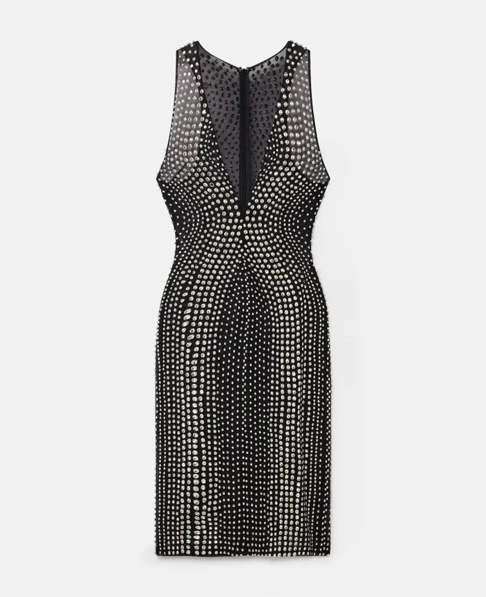 Women Dresses Stella McCartney CrystalEmbellished Midi Dress Midnight Black