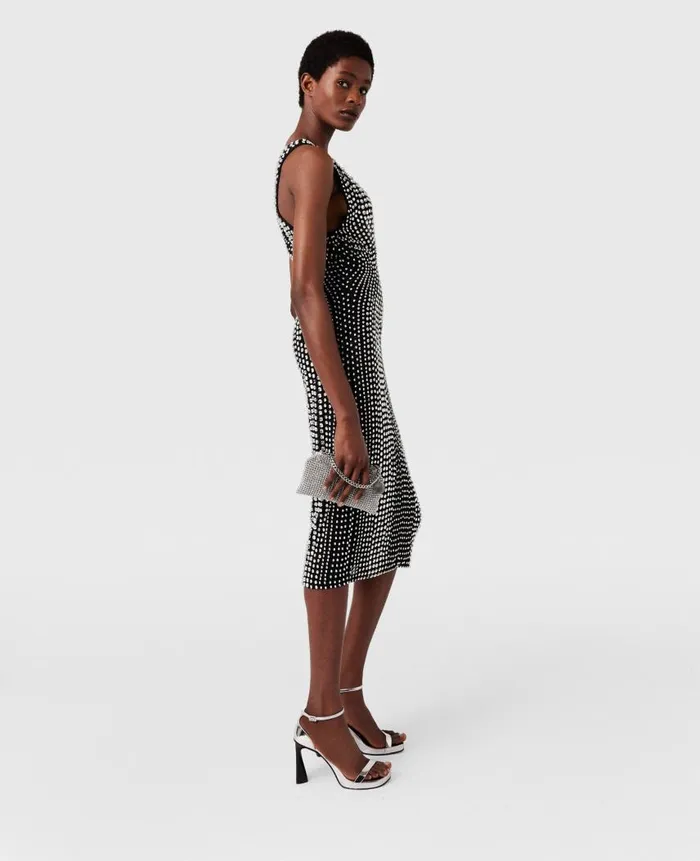 Women Dresses Stella McCartney CrystalEmbellished Midi Dress Midnight Black