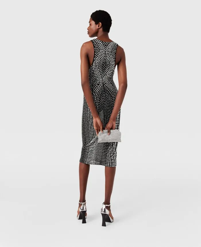 Women Dresses Stella McCartney CrystalEmbellished Midi Dress Midnight Black