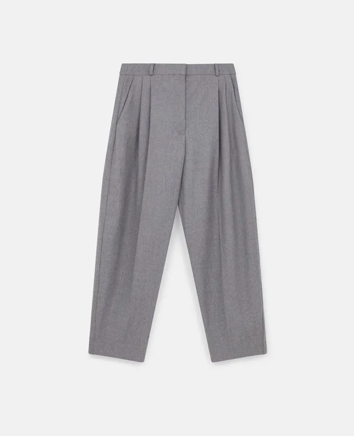 Women Dresses Stella McCartney Pleated HighRise Wool Pants Light Gray Melange Women Dresses Stella McCartney Pleated HighRise Wool Pants Light Gray Melange