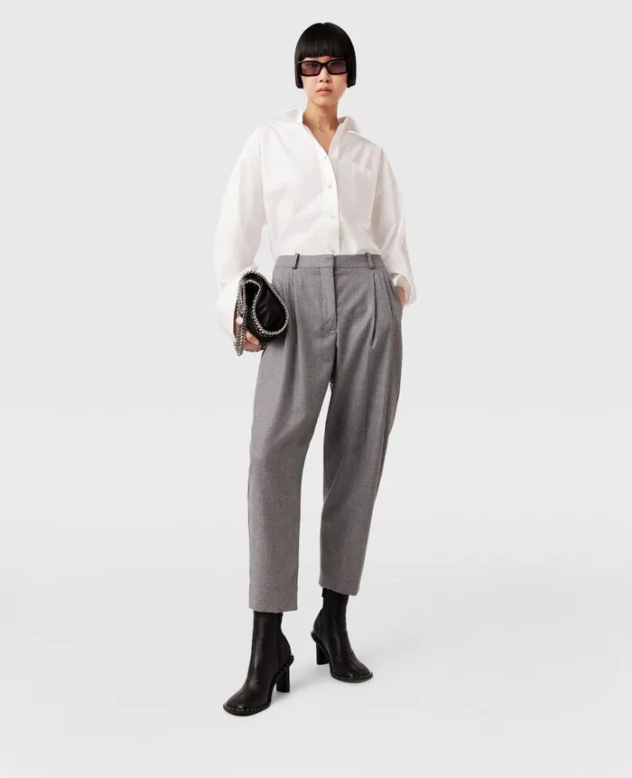 Women Dresses Stella McCartney Pleated HighRise Wool Pants Light Gray Melange