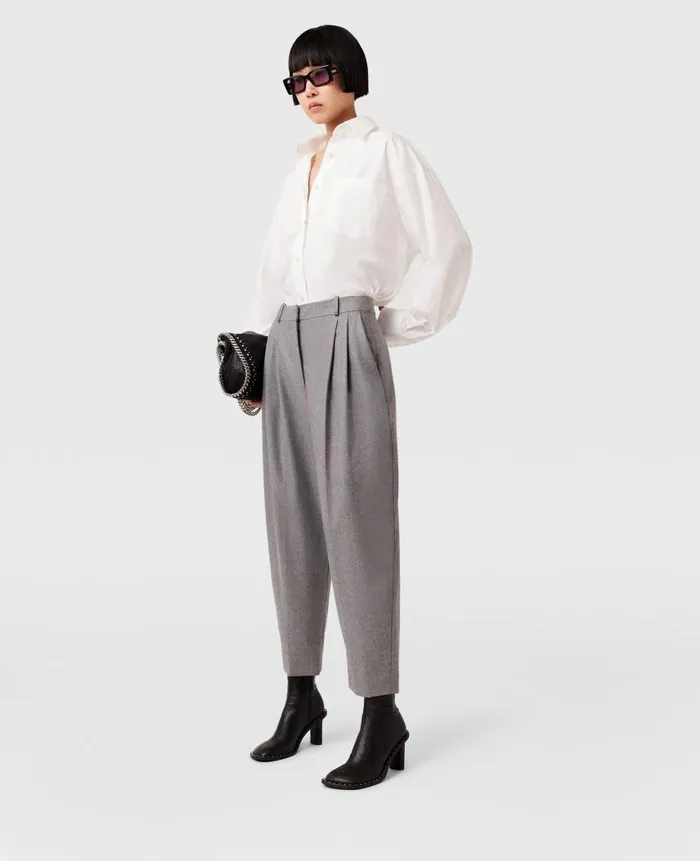 Women Dresses Stella McCartney Pleated HighRise Wool Pants Light Gray Melange