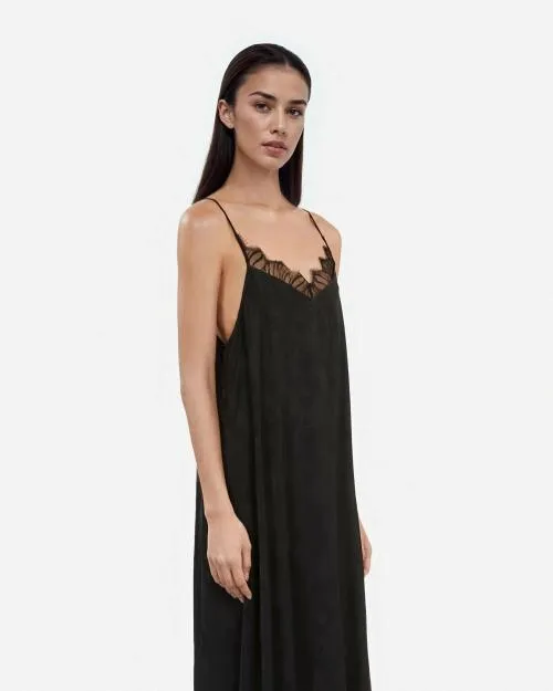 Women Dresses The Kooples Long Black Floral Jacquard Slip Dress Black
