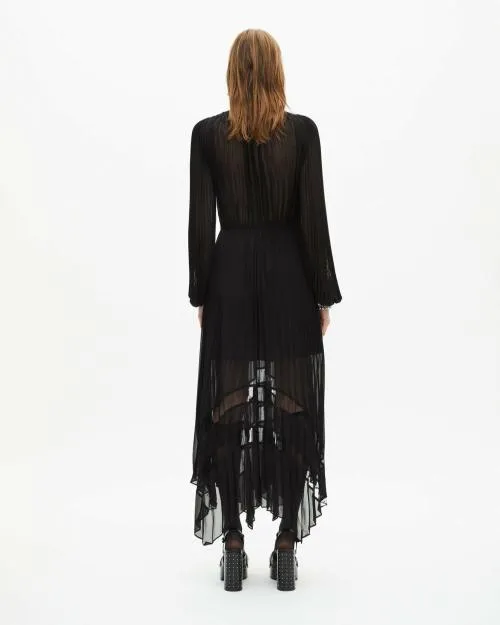 Women Dresses The Kooples Long Black Pleated Dress Black