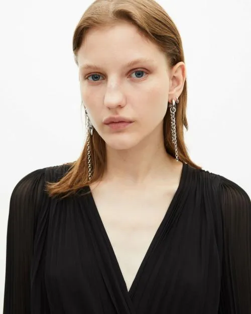 Women Dresses The Kooples Long Black Pleated Dress Black