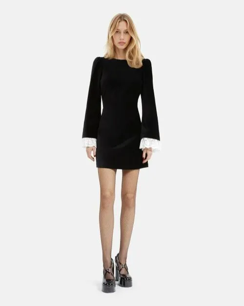 Women Dresses The Kooples Short Black Velvet Dress Black