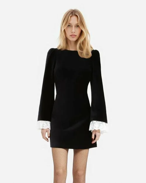 Women Dresses The Kooples Short Black Velvet Dress Black