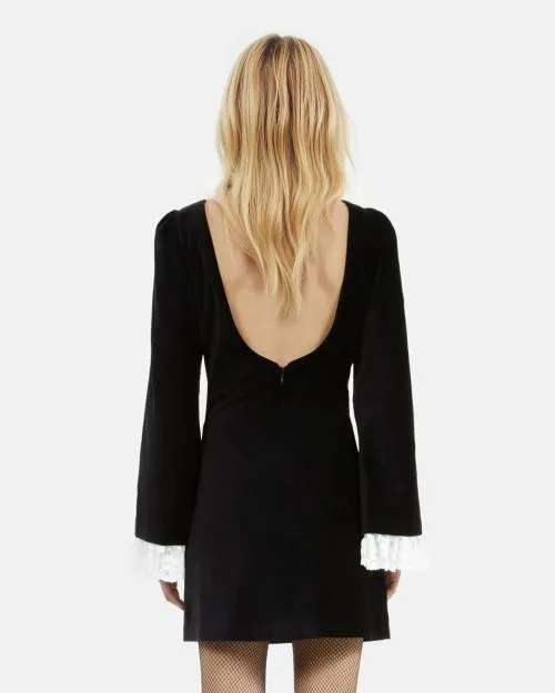 Women Dresses The Kooples Short Black Velvet Dress Black