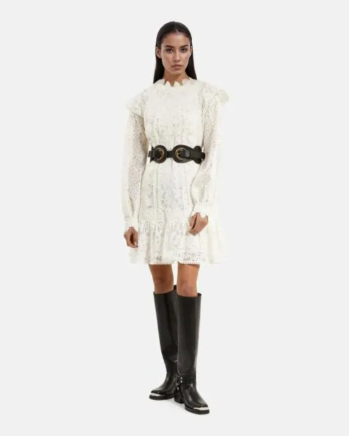 Women Dresses The Kooples Short Ecru Lace Dress Ecru