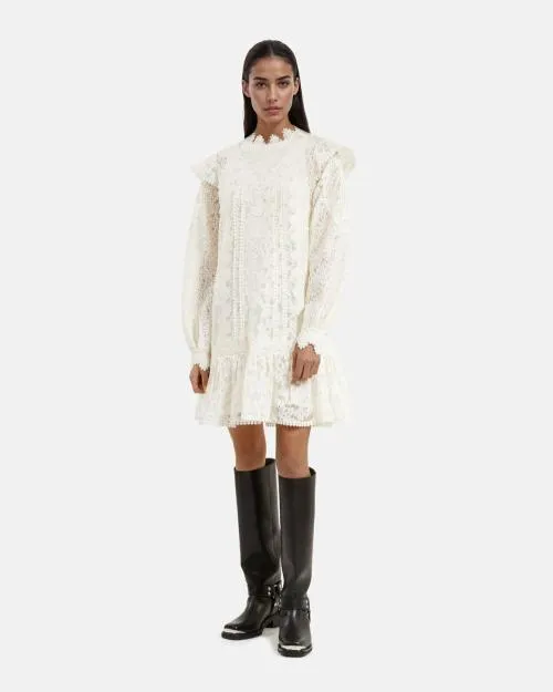 Women Dresses The Kooples Short Ecru Lace Dress Ecru