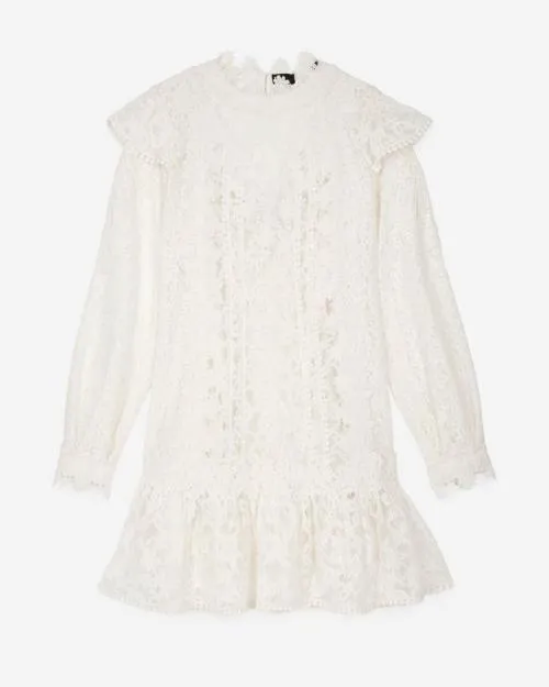 Women Dresses The Kooples Short Ecru Lace Dress Ecru