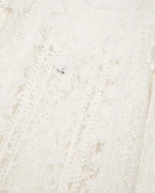 Women Dresses The Kooples Short Ecru Lace Dress Ecru