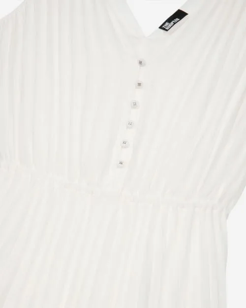 Women Dresses The Kooples White Plumetis Long Pleated Dress Ecru