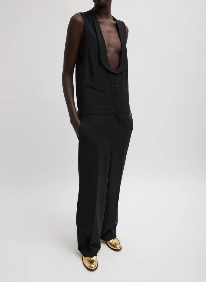 Women Dresses Tibi Recycled Tropical Wool Tuxedo Jumpsuit Black