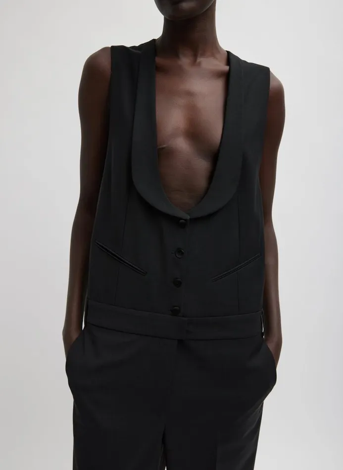 Women Dresses Tibi Recycled Tropical Wool Tuxedo Jumpsuit Black