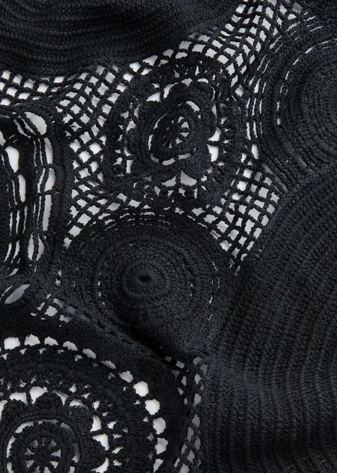 Women Dresses Whistles Black Crochet Circle Maxi Dress