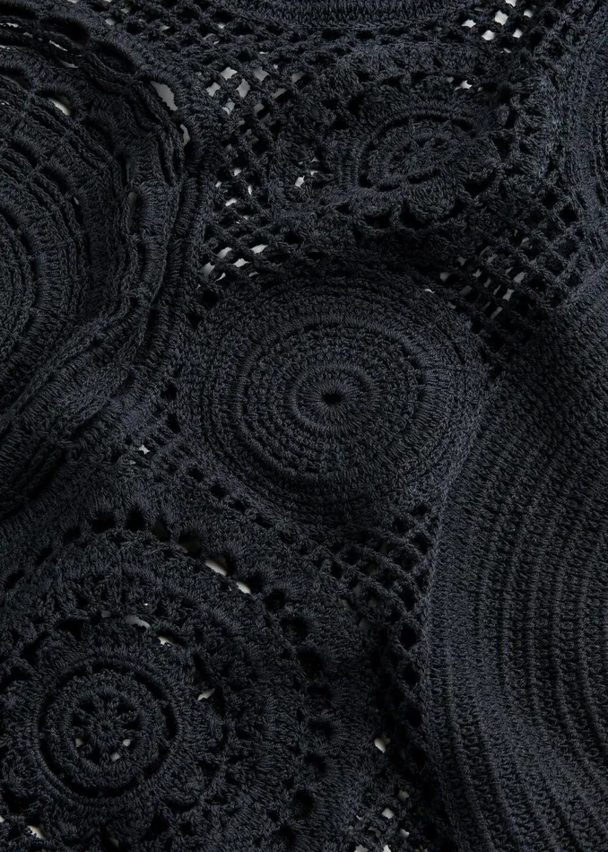 Women Dresses Whistles Black Crochet Circle Maxi Dress