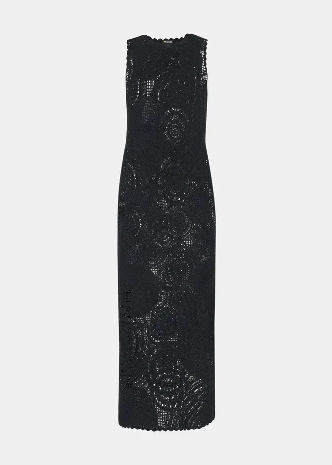 Women Dresses Whistles Black Crochet Circle Maxi Dress