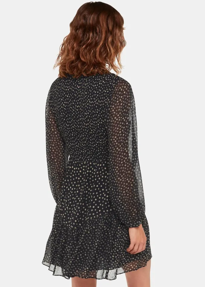 Women Dresses Whistles Black Speckled Polka Dot Dress