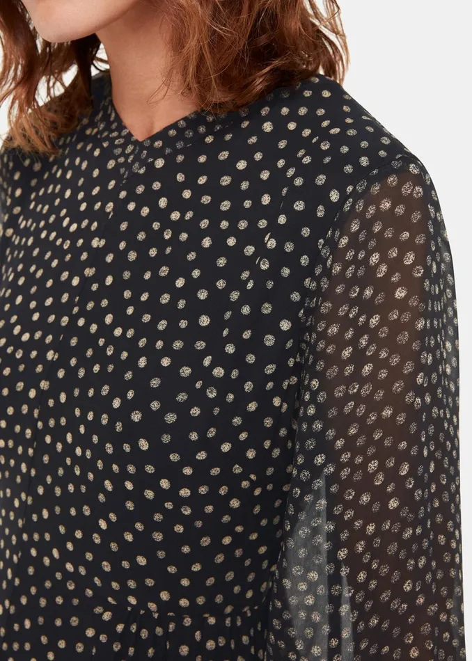 Women Dresses Whistles Black Speckled Polka Dot Dress