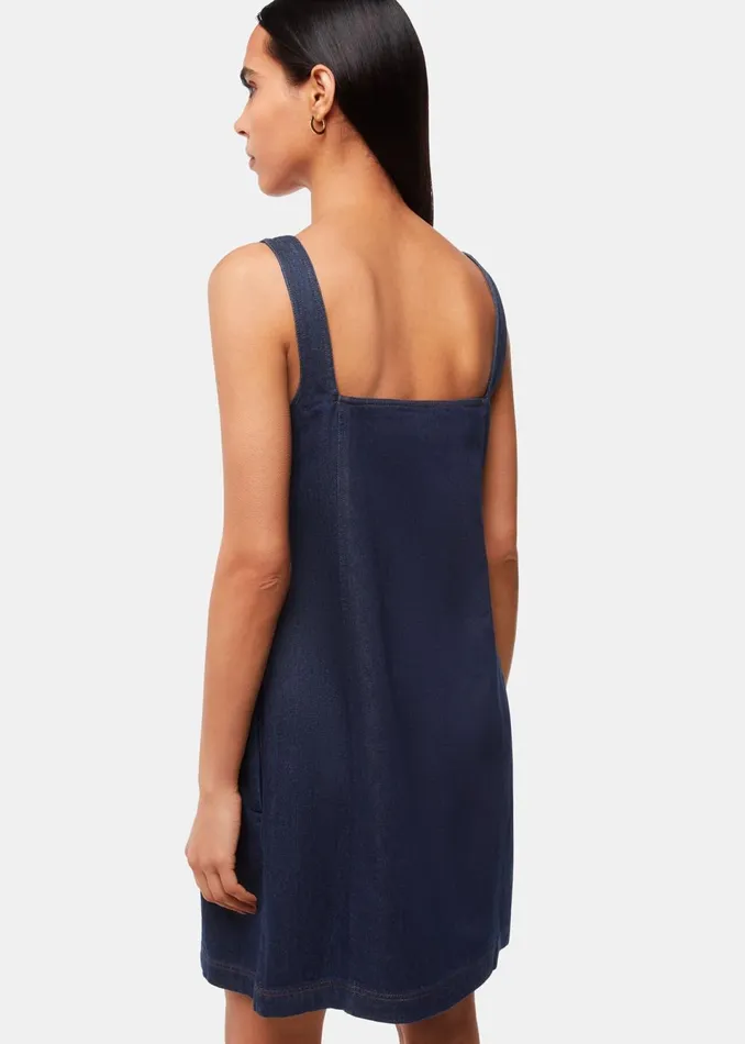 Women Dresses Whistles Denim Pinafore Dress