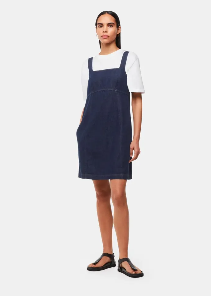 Women Dresses Whistles Denim Pinafore Dress