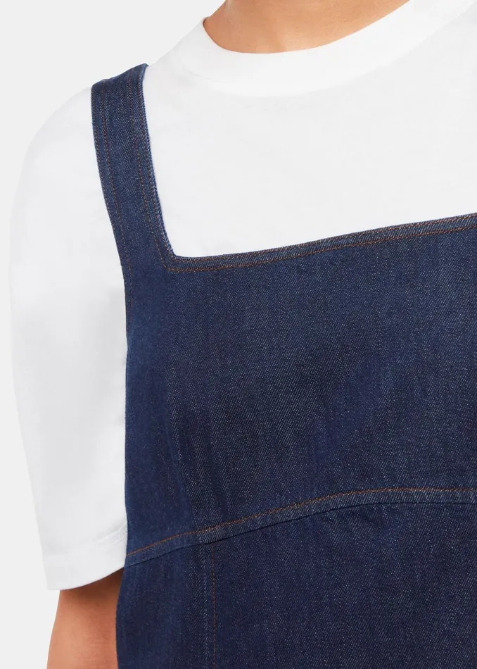 Women Dresses Whistles Denim Pinafore Dress