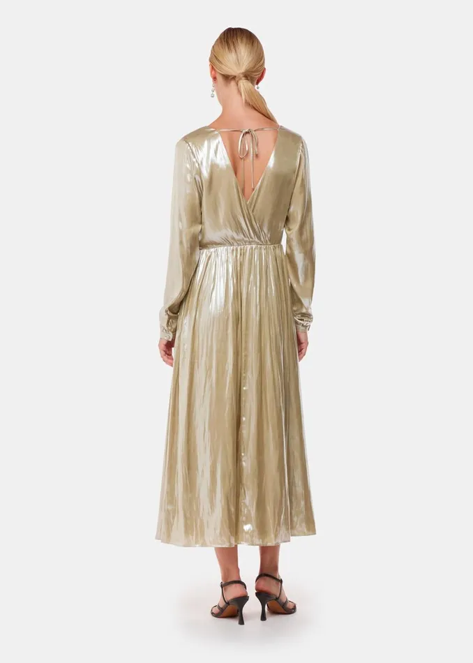 Women Dresses Whistles Gold Metallic Wrap Front Dress Women Dresses Whistles Gold Metallic Wrap Front Dress