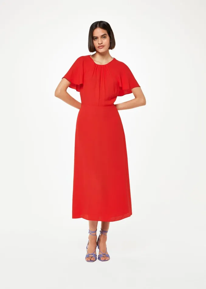 Women Dresses Whistles Red Annabelle Cape Sleeve Dress