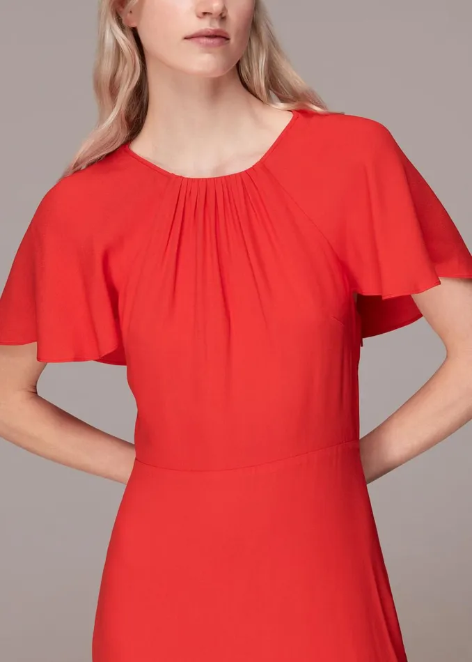 Women Dresses Whistles Red Annabelle Cape Sleeve Dress
