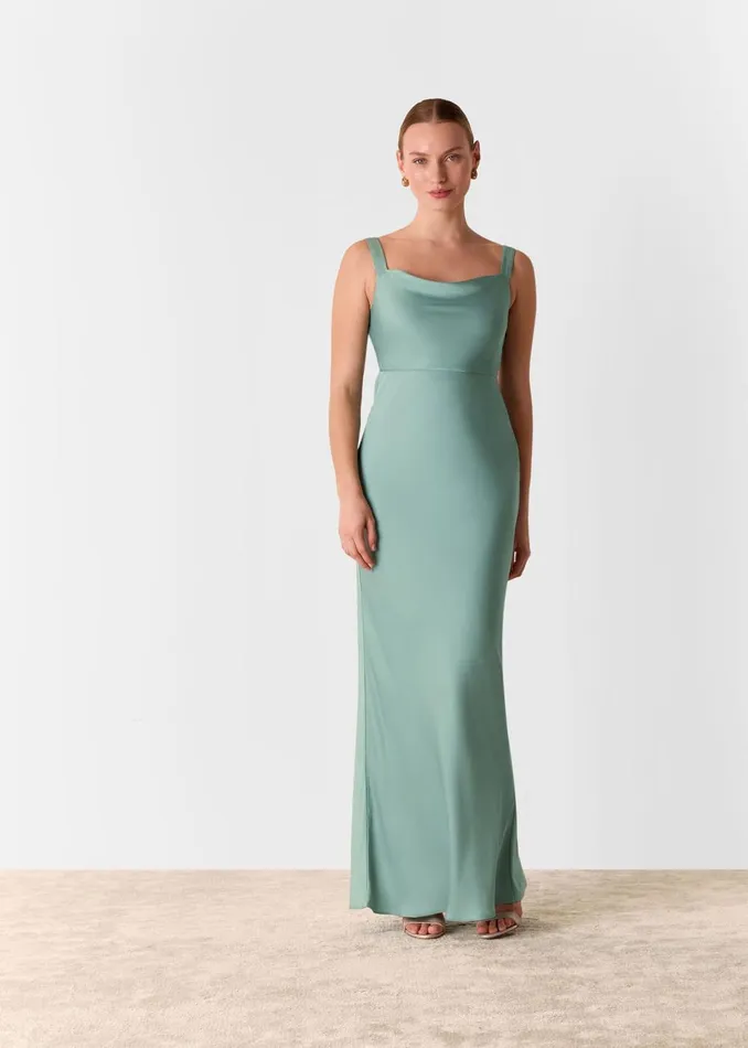 Women Dresses Whistles Sage Green Thea Cowl Satin Maxi Dress