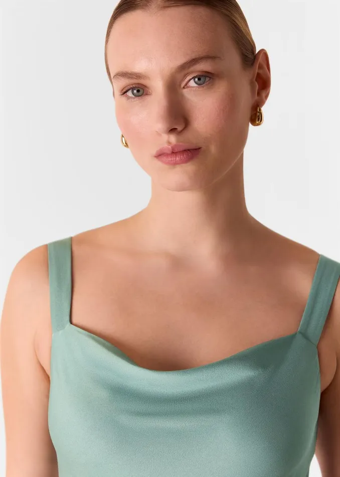 Women Dresses Whistles Sage Green Thea Cowl Satin Maxi Dress