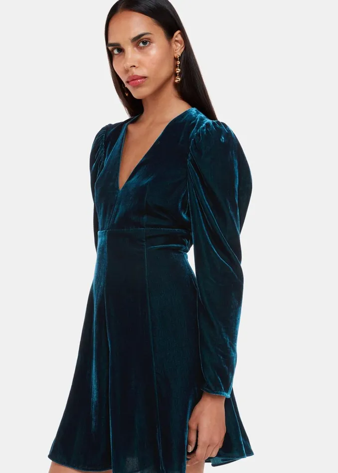 Women Dresses Whistles Teal Charley Velvet Flippy Dress
