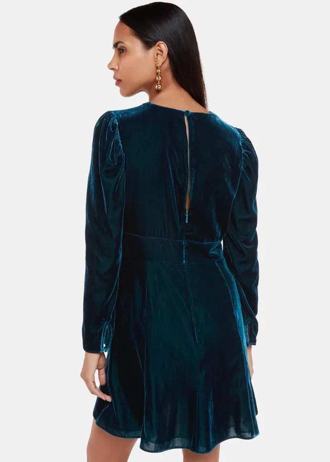 Women Dresses Whistles Teal Charley Velvet Flippy Dress