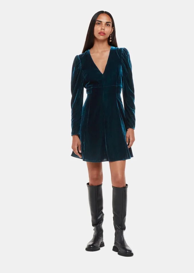 Women Dresses Whistles Teal Charley Velvet Flippy Dress