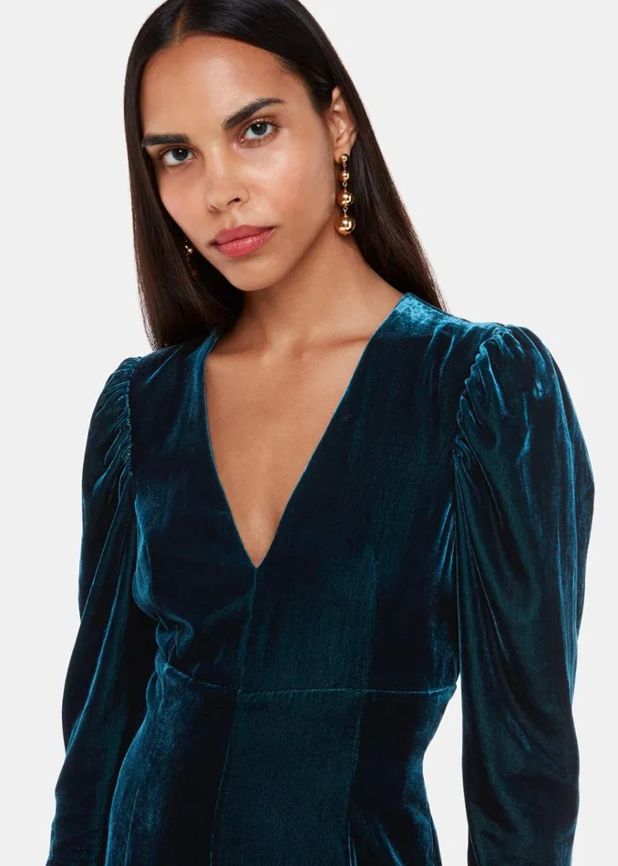 Women Dresses Whistles Teal Charley Velvet Flippy Dress