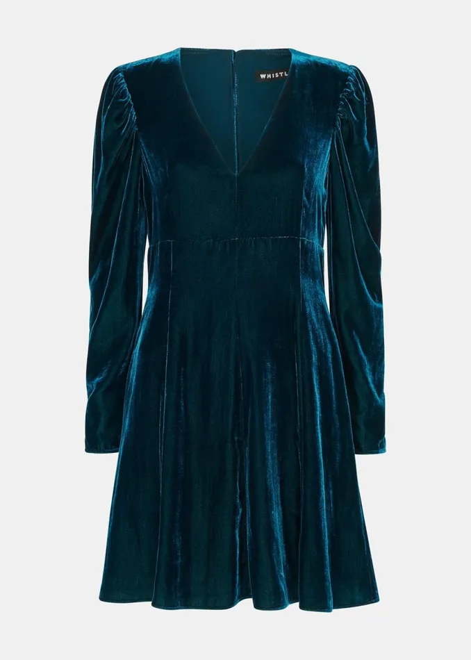 Women Dresses Whistles Teal Charley Velvet Flippy Dress