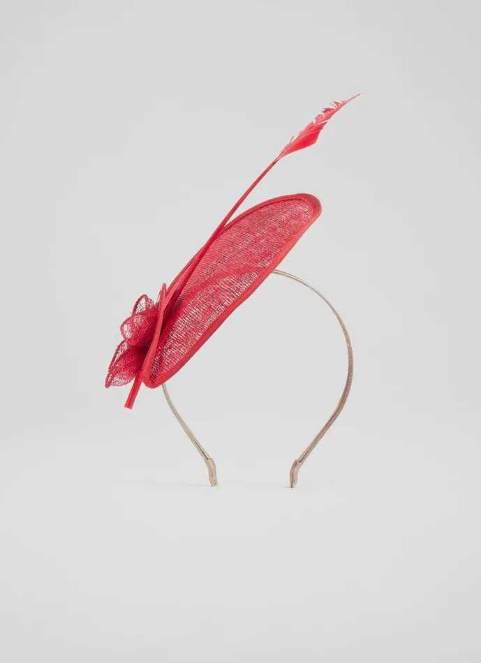 Women Eileen Red Mesh And Feather Fascinator LKBennett Hats and Fascinators