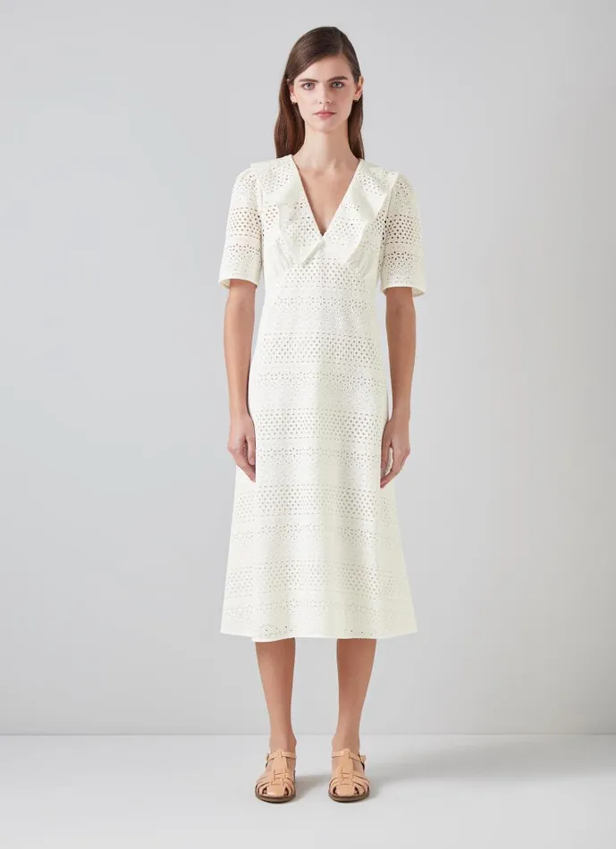 Women Ella White Broderie Anglaise Dress White LKBennett Dresses Women Ella White Broderie Anglaise Dress White LKBennett Dresses