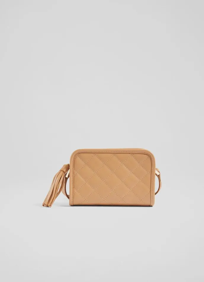 Women Emma Camel Leather Quilted Crossbody Bag LKBennett CrossBody Bags