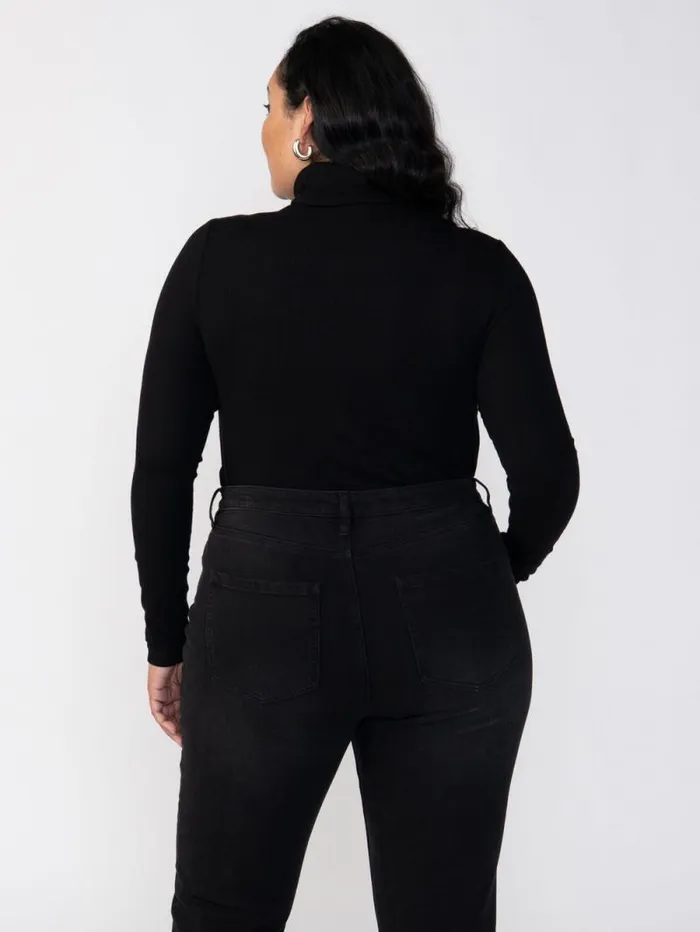 Women Essential Turtleneck Top Black Inclusive Collection Sanctuary Clothing Tees and Tops