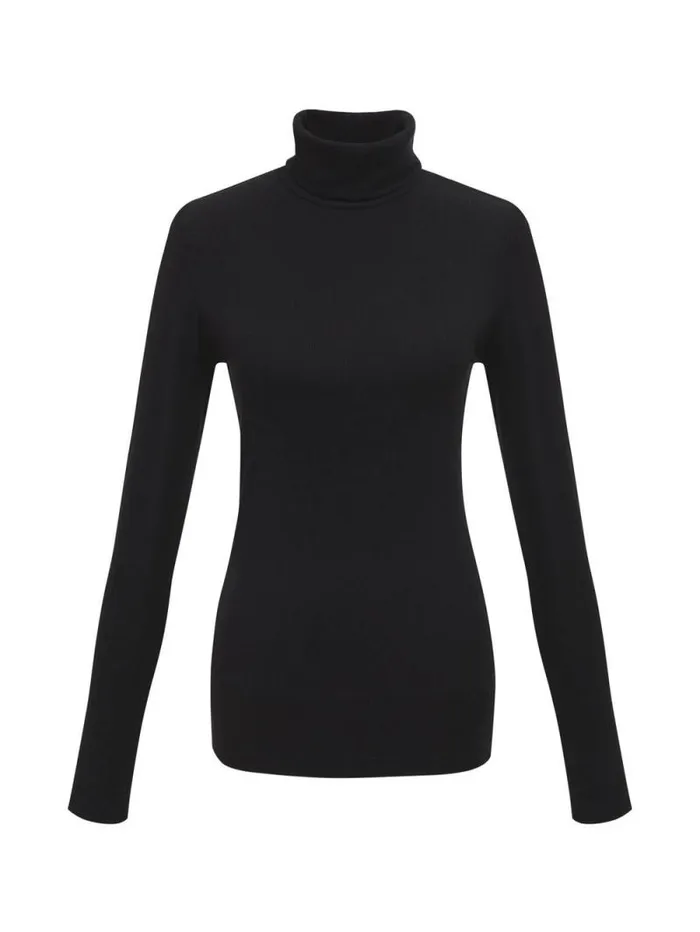 Women Essential Turtleneck Top Black Inclusive Collection Sanctuary Clothing Tees and Tops