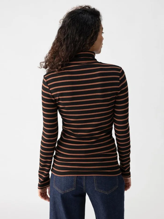 Women Essential Turtleneck Top Raw Hide Black Stripe Sanctuary Clothing Sweaters and Cardis Women Essential Turtleneck Top Raw Hide Black Stripe Sanctuary Clothing Sweaters and Cardis