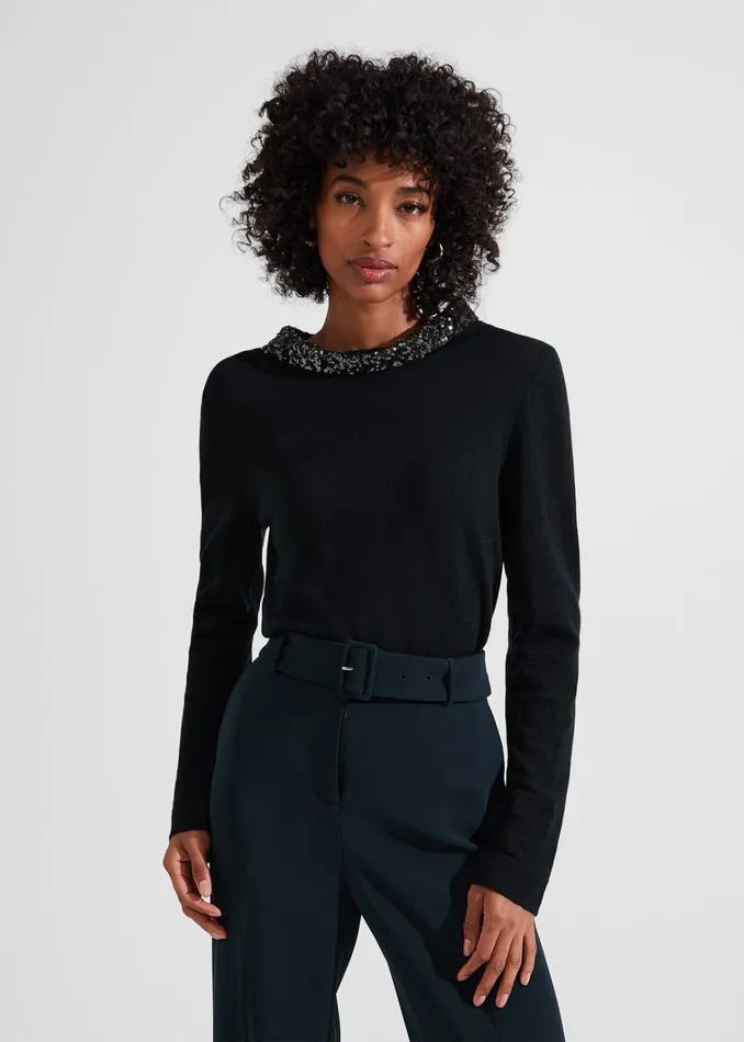 Women Esther Sequin Jumper With Cashmere Forest Green Hobbs Jumpers and Cardigans Women Esther Sequin Jumper With Cashmere Forest Green Hobbs Jumpers and Cardigans