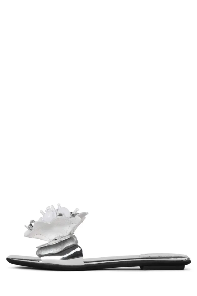 Women Flat Jeffrey Campbell BLOOMSDAY Silver White Combo